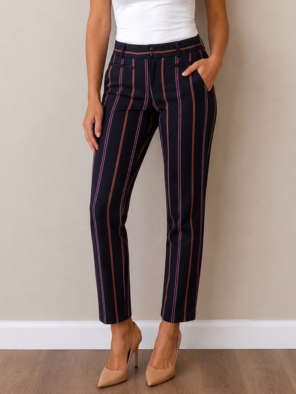 Anthropologie The Essential Slim Striped Pants size 6